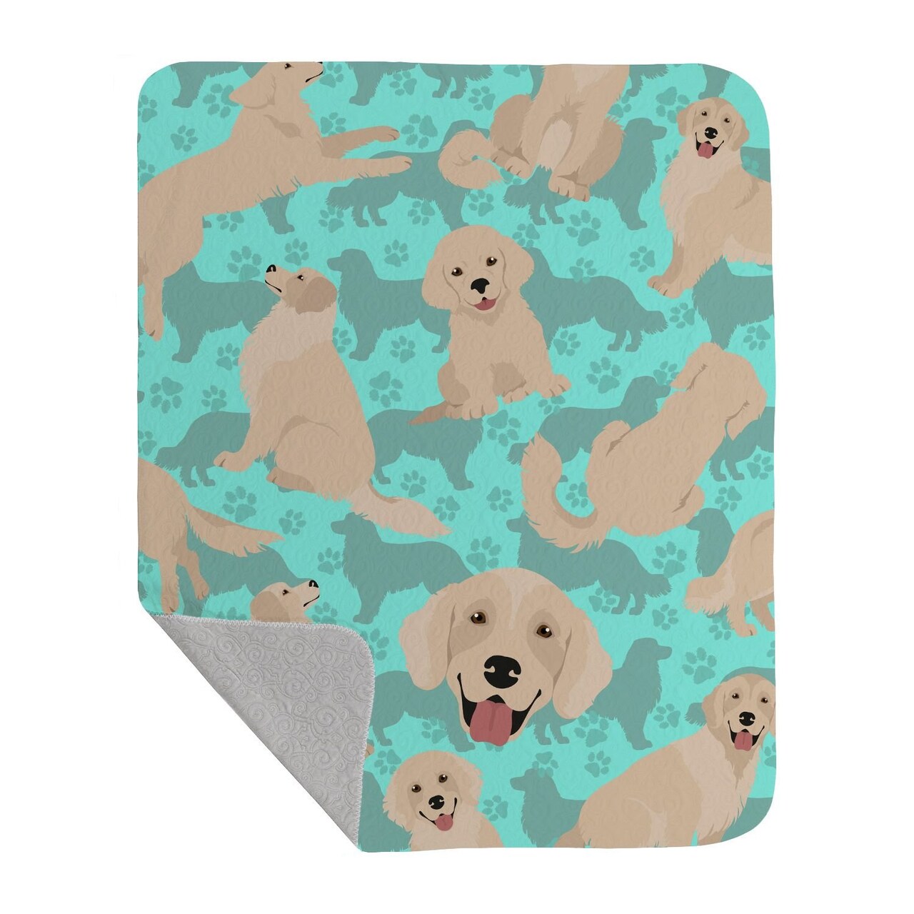 Edge Collections - 50" x 60" - Cream & Teal - Retriever Quilted Throw Blanket - 1 Piece